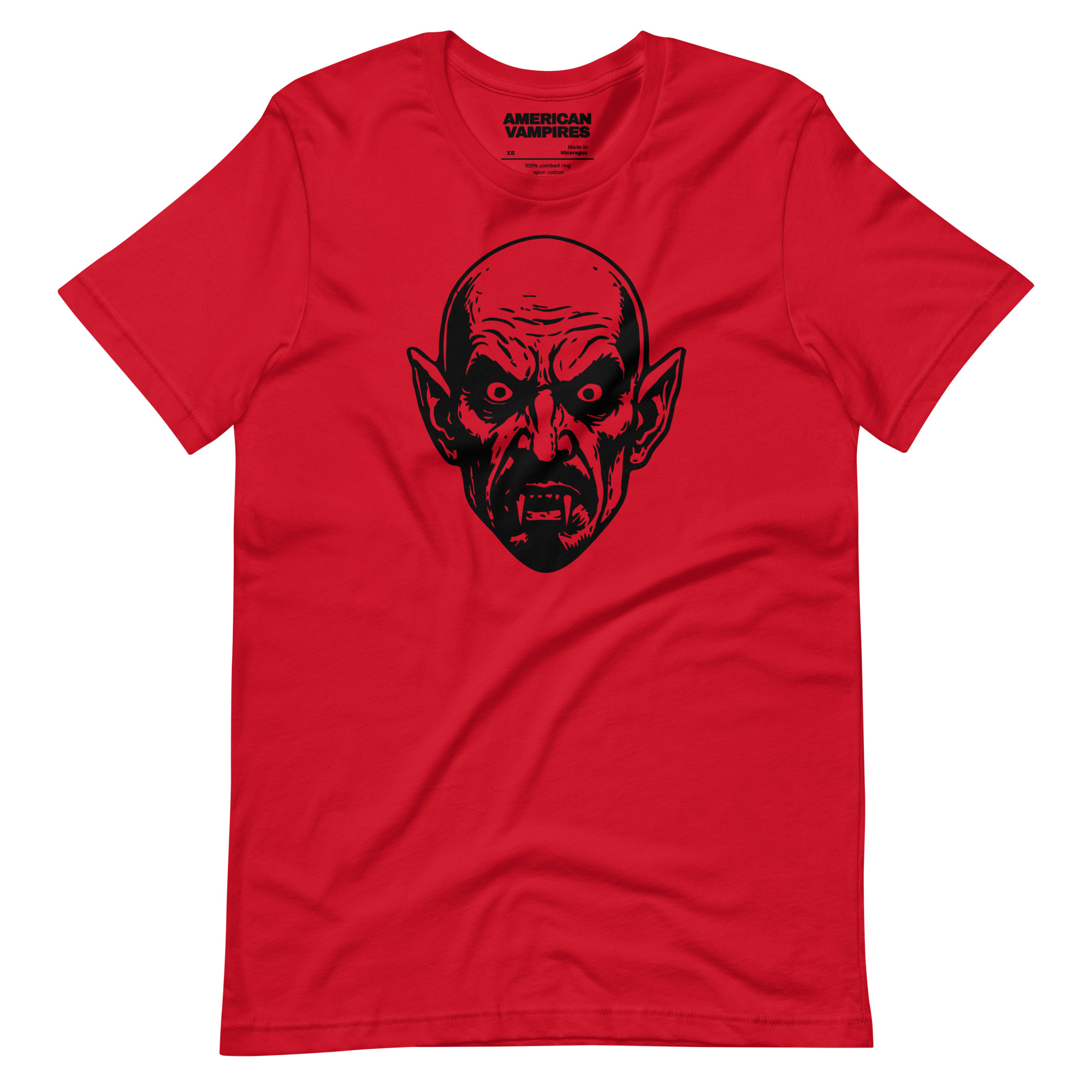 American Vampires – Official Vampire Logo Tee – Limited Run Black on Red