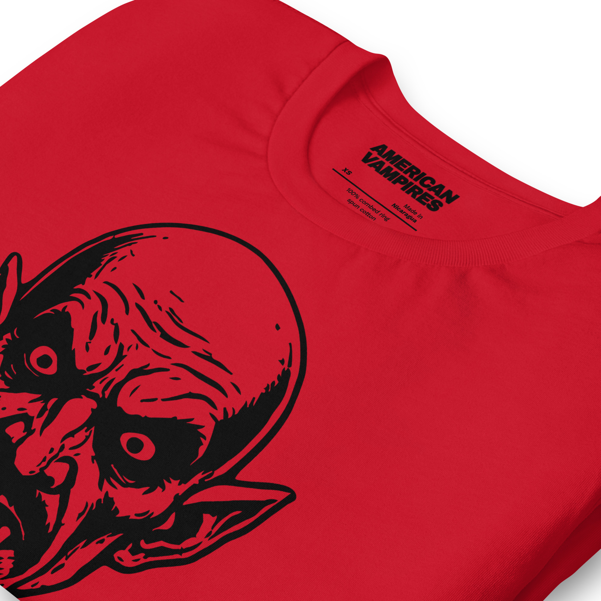 American Vampires – Official Vampire Logo Tee – Limited Run Black on Red - Image 3